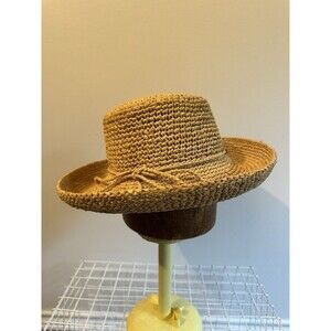 Scala Womens Summer Wide Brim Woven Natural Straw Sun Hat One Size